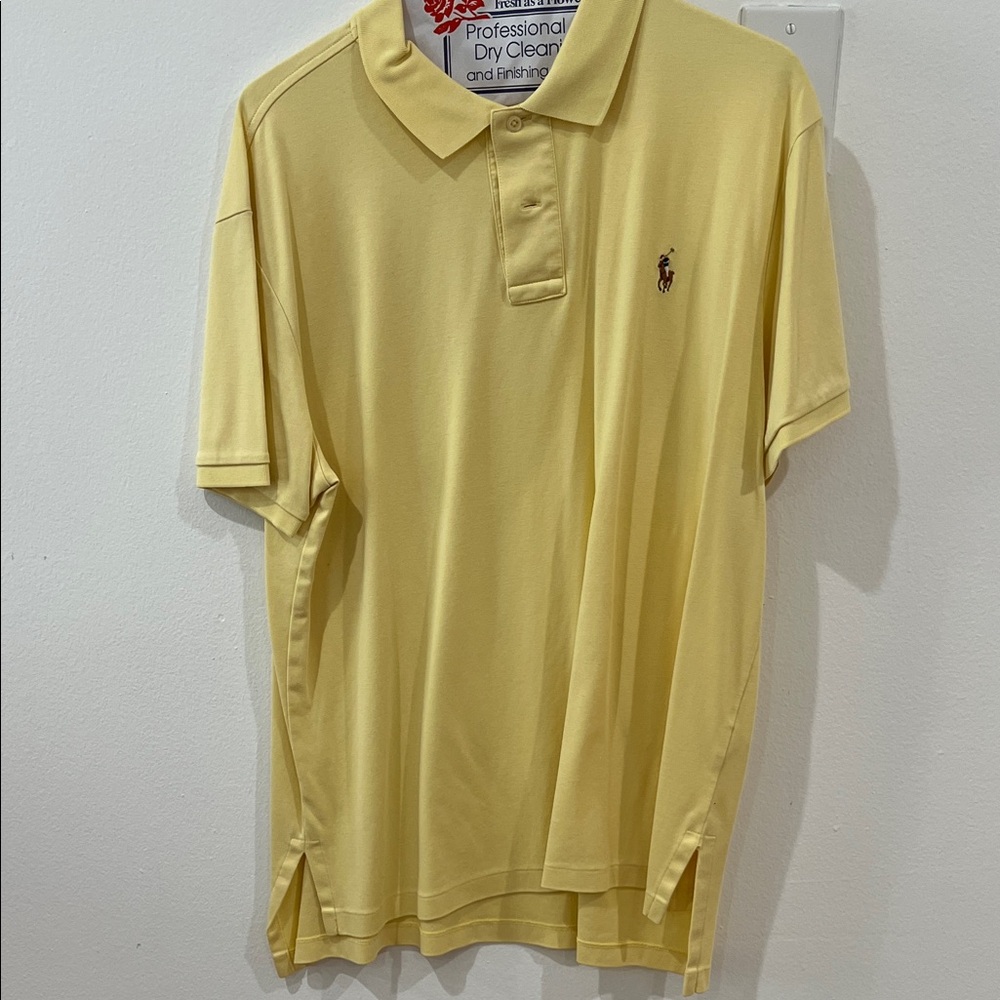 Polo by Ralph Lauren Light Yellow Men's Polo Shirt with Embroidered Pony